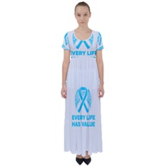 Child Abuse Prevention Support  High Waist Short Sleeve Maxi Dress