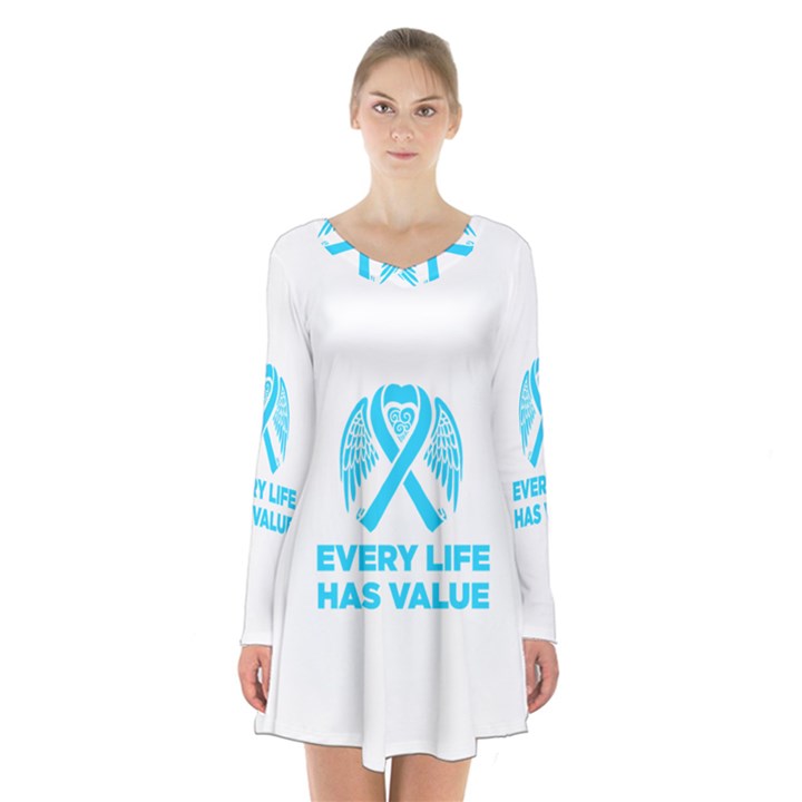 Child Abuse Prevention Support  Long Sleeve Velvet V-neck Dress