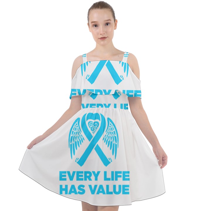 Child Abuse Prevention Support  Cut Out Shoulders Chiffon Dress