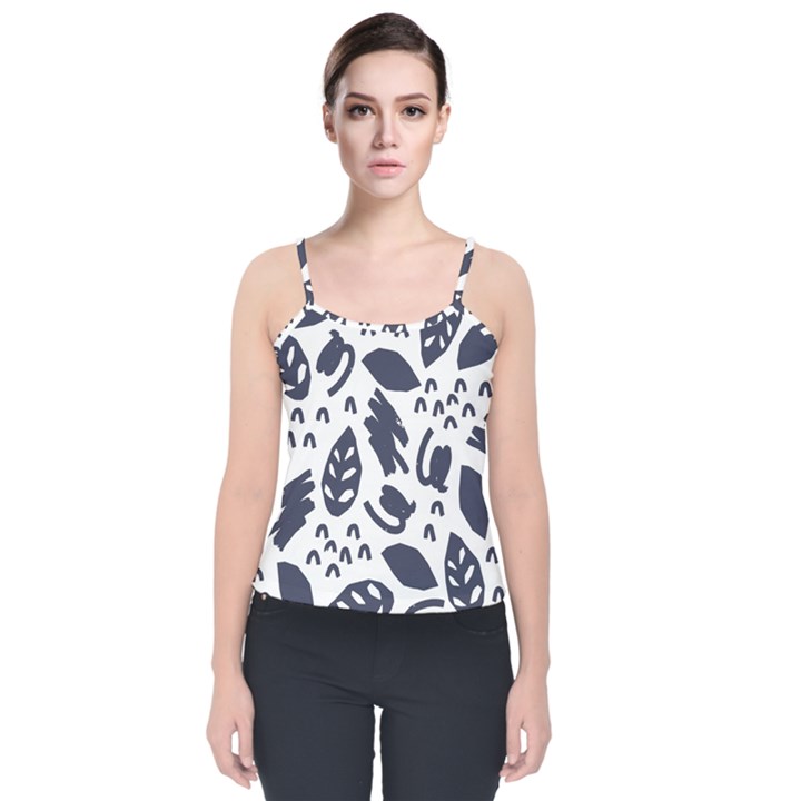 Orchard Leaves Velvet Spaghetti Strap Top