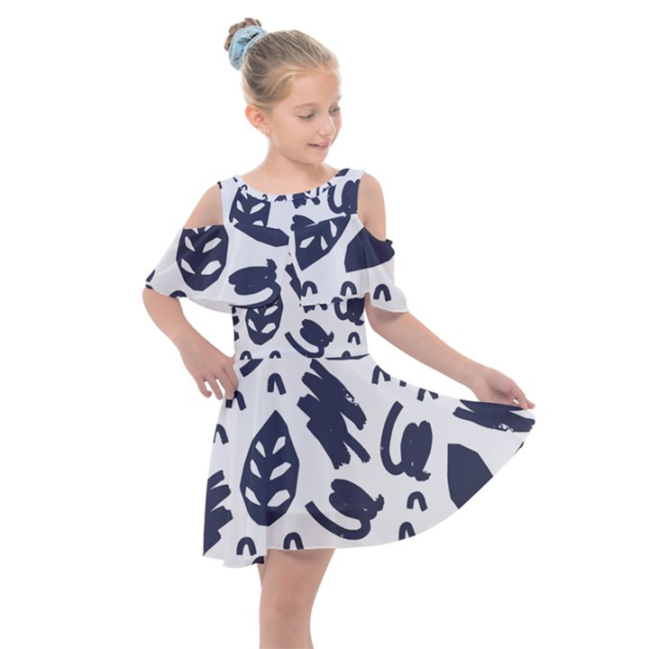 Orchard Leaves Kids  Shoulder Cutout Chiffon Dress