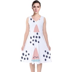 Watermelon Slice V-neck Midi Sleeveless Dress  by andStretch