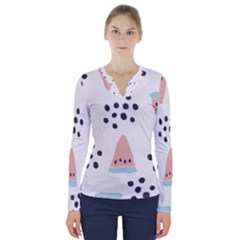 Watermelon Slice V-neck Long Sleeve Top by andStretch