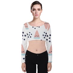 Watermelon Slice Velvet Long Sleeve Crop Top by andStretch