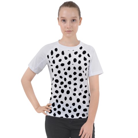  Black And White Seamless Cheetah Spots Women s Sport Raglan Tee by LoolyElzayat