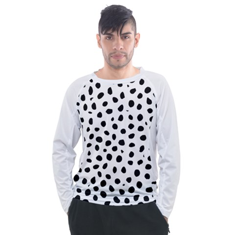  Black And White Seamless Cheetah Spots Men s Long Sleeve Raglan Tee by LoolyElzayat