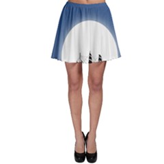 Boat Silhouette Moon Sailing Skater Skirt by HermanTelo