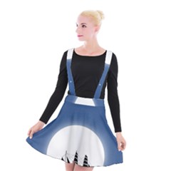 Boat Silhouette Moon Sailing Suspender Skater Skirt