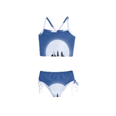 Boat Silhouette Moon Sailing Girls  Tankini Swimsuit