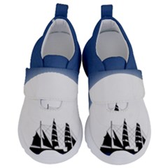 Boat Silhouette Moon Sailing Kids  Velcro No Lace Shoes