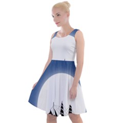 Boat Silhouette Moon Sailing Knee Length Skater Dress by HermanTelo