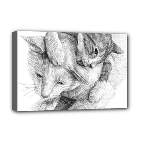 Cat Drawing Art Deluxe Canvas 18  X 12  (stretched)