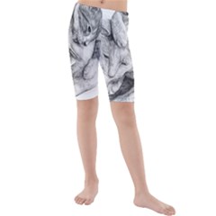 Cat Drawing Art Kids  Mid Length Swim Shorts