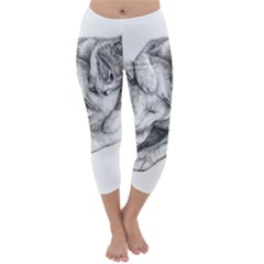 Cat Drawing Art Capri Winter Leggings 