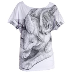 Cat Drawing Art Women s Oversized Tee by HermanTelo