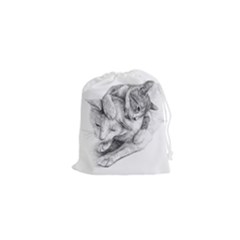 Cat Drawing Art Drawstring Pouch (xs)