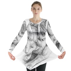 Cat Drawing Art Long Sleeve Tunic 