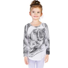 Cat Drawing Art Kids  Long Sleeve Tee