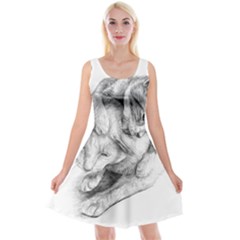 Cat Drawing Art Reversible Velvet Sleeveless Dress by HermanTelo