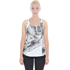 Cat Drawing Art Piece Up Tank Top