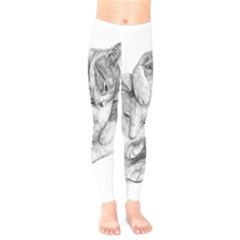 Cat Drawing Art Kids  Leggings by HermanTelo