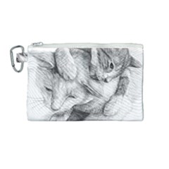 Cat Drawing Art Canvas Cosmetic Bag (medium) by HermanTelo