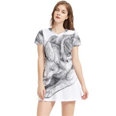 Cat Drawing Art Women s Sports Skirt