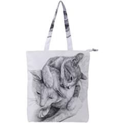 Cat Drawing Art Double Zip Up Tote Bag