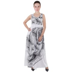 Cat Drawing Art Empire Waist Velour Maxi Dress by HermanTelo