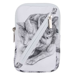 Cat Drawing Art Belt Pouch Bag (small) by HermanTelo