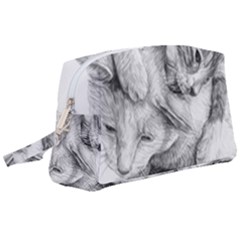 Cat Drawing Art Wristlet Pouch Bag (large)