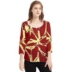 Flowery Fire Chiffon Quarter Sleeve Blouse by Janetaudreywilson