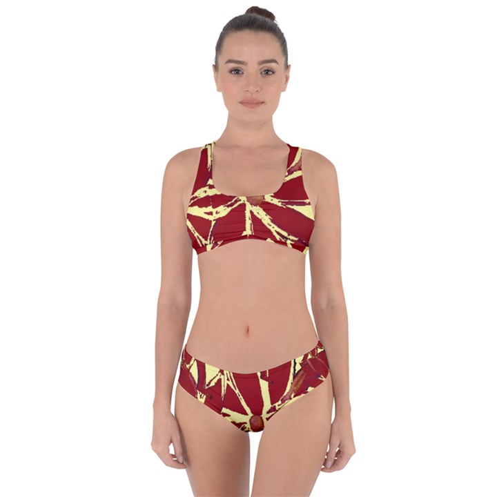 Flowery Fire Criss Cross Bikini Set