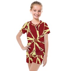 Flowery Fire Kids  Mesh Tee And Shorts Set