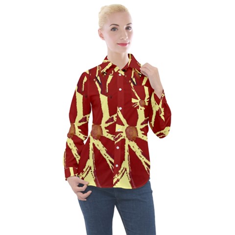 Flowery Fire Women s Long Sleeve Pocket Shirt by Janetaudreywilson