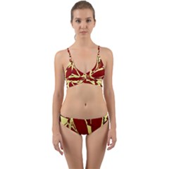 Flowery Fire Wrap Around Bikini Set by Janetaudreywilson