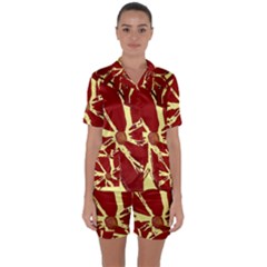 Flowery Fire Satin Short Sleeve Pyjamas Set by Janetaudreywilson