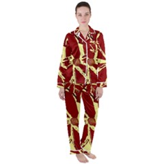 Flowery Fire Satin Long Sleeve Pyjamas Set by Janetaudreywilson