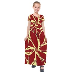 Flowery Fire Kids  Short Sleeve Maxi Dress by Janetaudreywilson