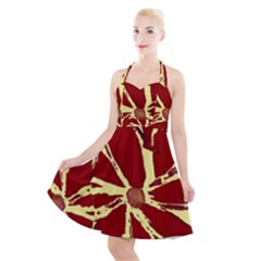 Flowery Fire Halter Party Swing Dress  by Janetaudreywilson