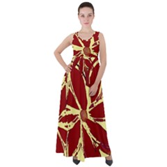 Flowery Fire Empire Waist Velour Maxi Dress