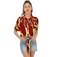 Flowery Fire Tie Front Shirt  by Janetaudreywilson