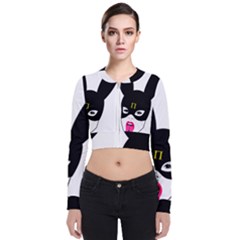 Bunny Girl Mask Long Sleeve Zip Up Bomber Jacket