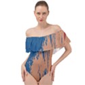 Classic Blue, Sandstone & Samba Off Shoulder Velour Bodysuit  View1