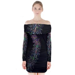 Galaxy Space Long Sleeve Off Shoulder Dress by Sabelacarlos