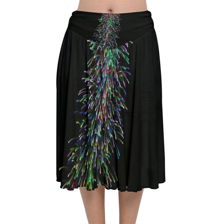 Galaxy Space Velvet Flared Midi Skirt