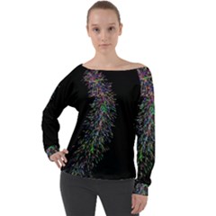 Galaxy Space Off Shoulder Long Sleeve Velour Top by Sabelacarlos