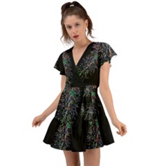 Galaxy Space Flutter Sleeve Wrap Dress by Sabelacarlos