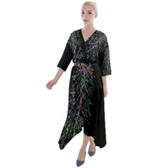 Galaxy Space Quarter Sleeve Wrap Front Maxi Dress by Sabelacarlos