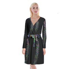 Galaxy Space Long Sleeve Velvet Front Wrap Dress by Sabelacarlos